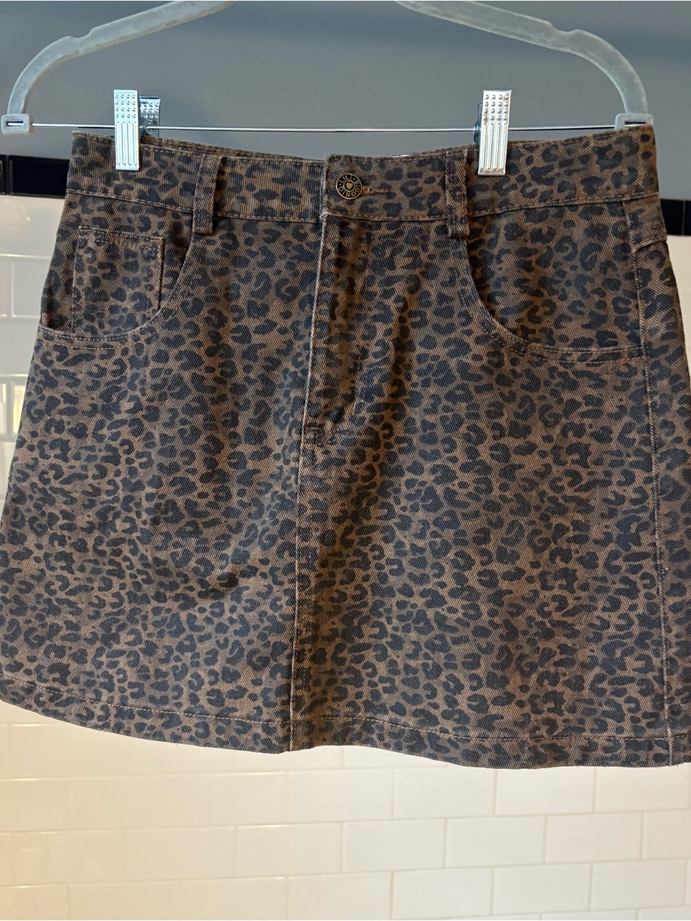 Leopard Print Mini Skirt in Brown